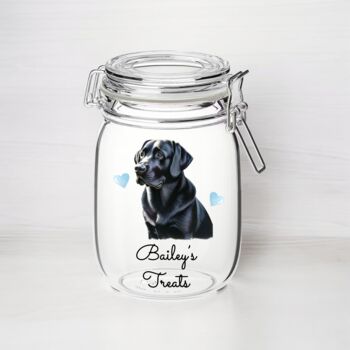 Personalised Black Labrador Kilner Style Dog Treat Jar, 2 of 2