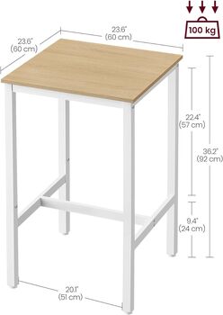Square Tall Bar Table Breakfast Bar Dining Table, 6 of 12