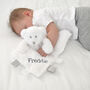 Personalised White Teddy Baby Comforter, thumbnail 2 of 11
