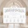 Wild Flower Wedding Table Plan In Pink And Blue, thumbnail 1 of 7