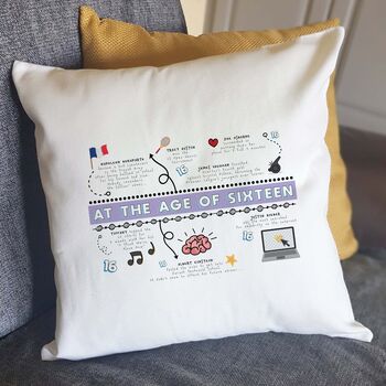 Personalised 16th Birthday Cushion Gift, 10 of 12