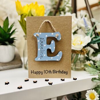 Personalised 10th Gift Birthday Card Wooden Letter, 2 of 3