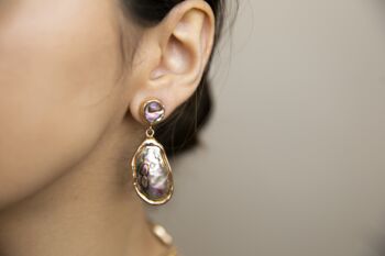 Ula 18 K Gold Plated Abalone Earrings, 4 of 4