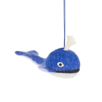 Handmade Blue Whale Felt Hanging Decoration, 2 of 4