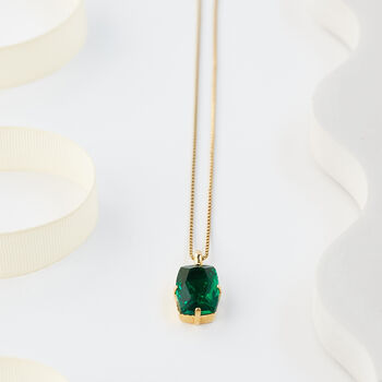 Green Swarovski Crystal Rectangle Pendant Necklace, 2 of 3