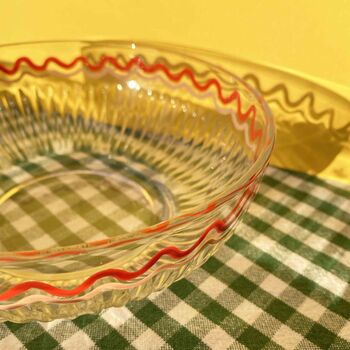 Hand Painted Wiggle Ribbed Glass Bowl, 2 of 8