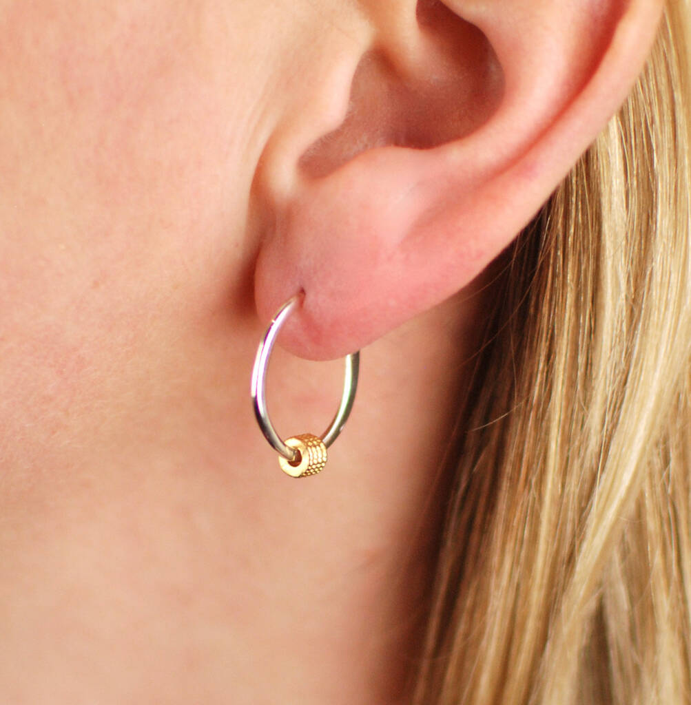 Sterling Silver And Gold Spacer Hoop Earrings By Penelopetom