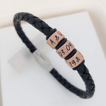 Leather Bracelet, Bronze Gift For 8th Or 19th Anniversary, 2 of 4