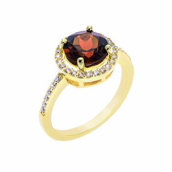 Round Red Garnet 18k Gold Plated Ring, 3 of 5