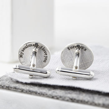 Personalised Engraved Round Sterling Silver Cufflinks, 2 of 4