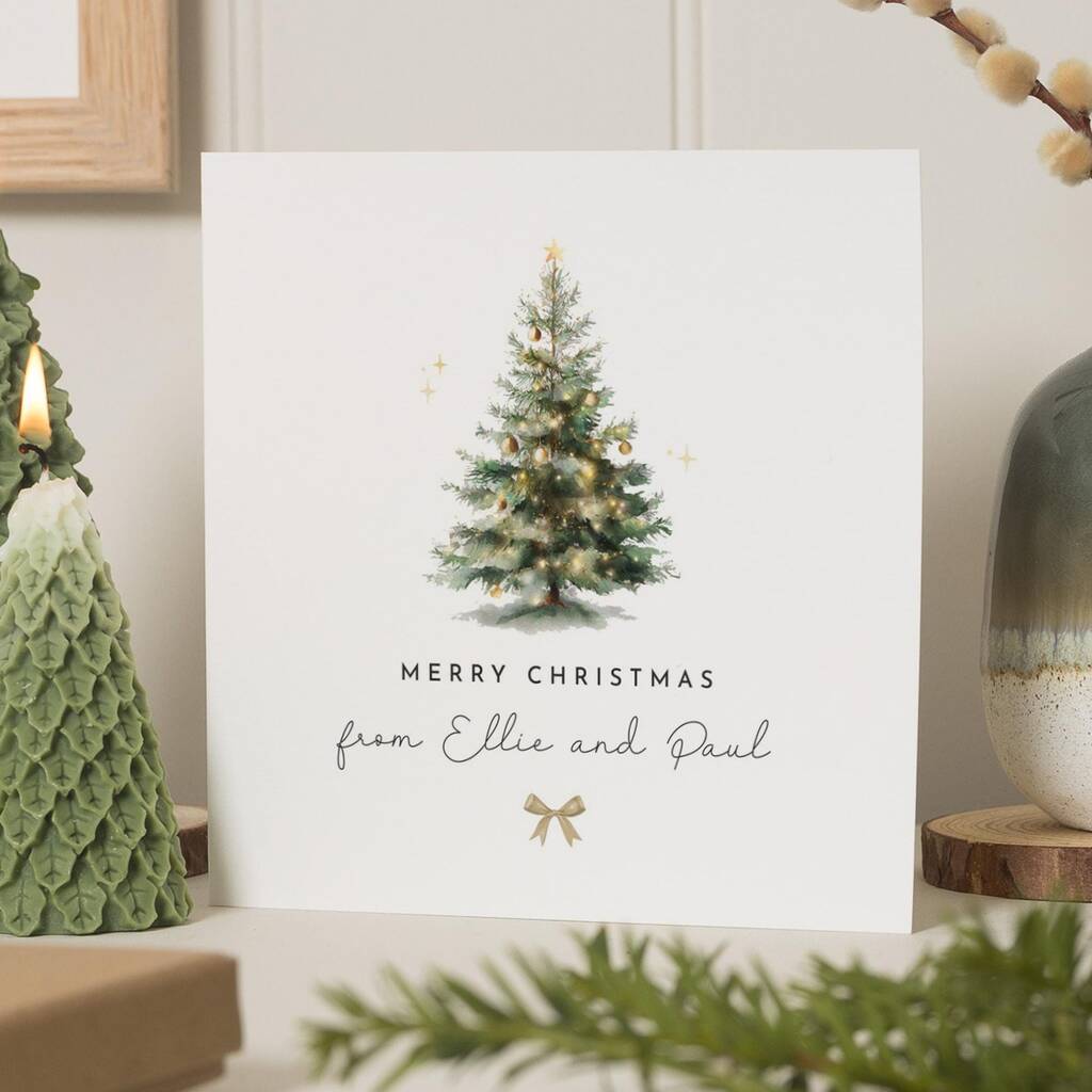 Personalised Christmas Tree Card For Couple Or Family, 1 of 7