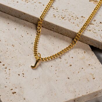 Mens Mini Gold Plated Initial With Cuban Chain Necklace, 7 of 10