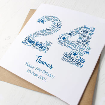 Blue Star Personalised 24th Birthday Card, 3 of 6