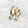 18ct Gold Plated Ocean Blue Cubic Zirconia Huggies, thumbnail 1 of 4