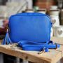 Single Zip Cross Body Bag With Tassel In Cobalt Blue, thumbnail 3 of 3