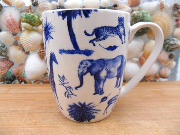 Set Of Six Aspen Mugs In Blue Safari Design, 5 of 12