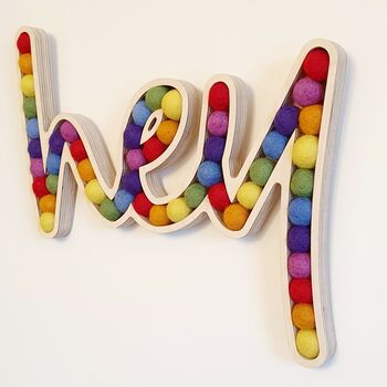 'Hey' Plywood And Wool Sign Decoration, 2 of 2