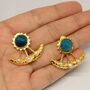 Blue Apatite, Pearl Gold Earrings, thumbnail 6 of 6