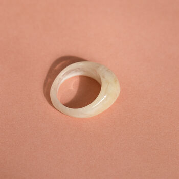White Marbled Resin Ring, 3 of 4