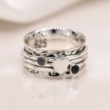 Personalised Sterling Silver Moonstone Love Spinning Ring, 6 of 11