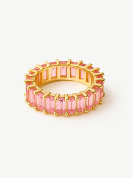 Women's Thick Stacking Ring With Pink Stones, 2 of 4