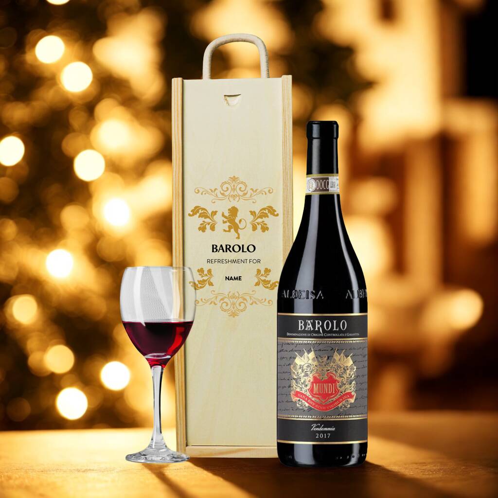 Personalised Barolo Mundi Gift Set – Luxury Italian Red Wine Gift For Him Or Her 14% Abv, 1 of 3