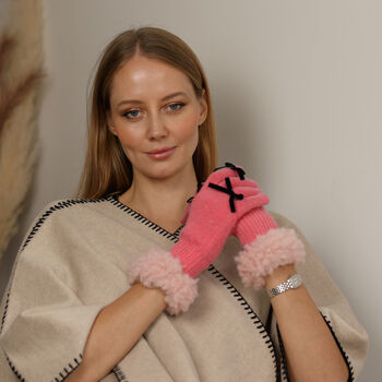 Cosy Bouclé Cuff Knitted Gloves Alpaca Wool Blend, 7 of 12