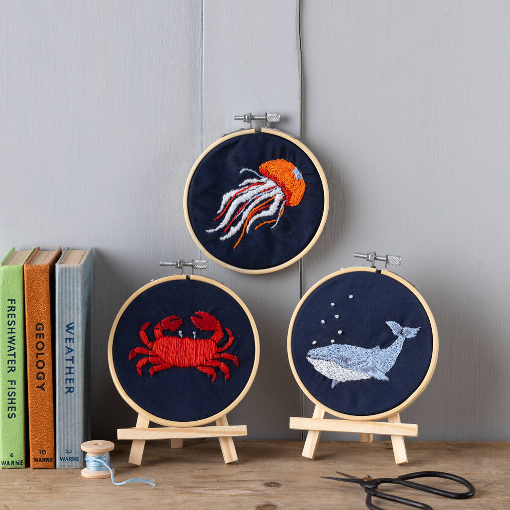 Mini Ocean Embroidery Kit Set Of Three, 1 of 4