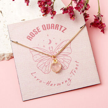 Healing Rose Quartz Heart Gemstone Silver Necklace, 9 of 10