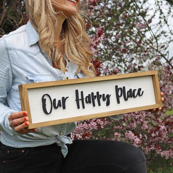 Wooden 'Our Happy Place' Mantel Sign, 2 of 4