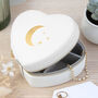 Moon And Stars White Heart Jewellery Case, thumbnail 1 of 11