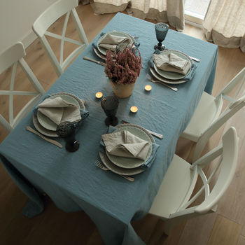 Stone Washed Taupe Linen Tablecloth, 7 of 7
