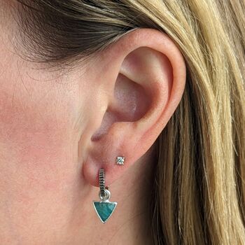 'Triangle' Amazonite Sterling Silver Earrings, 3 of 6