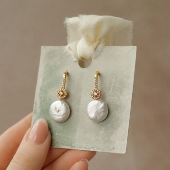 Freshwater Pearl Orbit Drop Earrings, 3 of 9