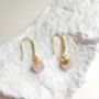 Rose Quartz Nugget Gemstone Earrings 18k Gold Plated Christmas Gift, thumbnail 1 of 3