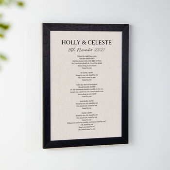 Wedding Vows Or Song Lyrics Linen Anniversary Print, 2 of 3