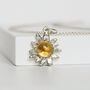 Sterling Silver Sunflower Necklace With Citrine, thumbnail 2 of 5