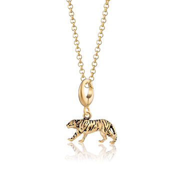 18ct Gold Tiger Charm Necklace, 3 of 6