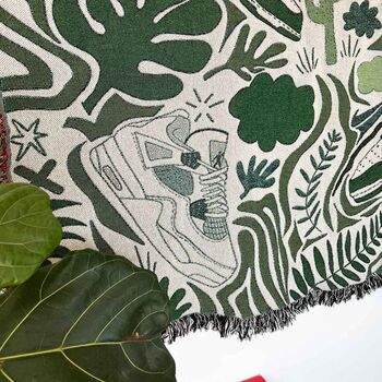 Sneaker X Plant Green Woven Jaquard Blanket, 5 of 7