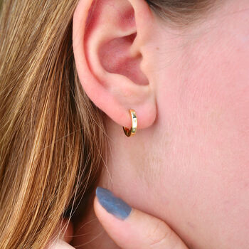 Gold Mini Cz Star Huggie Hoop Earrings, 2 of 8