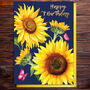 Birthday Sunflowers Card With Gold Type, thumbnail 1 of 2