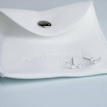 Sterling Silver Triple Star Stud Earrings, 5 of 5