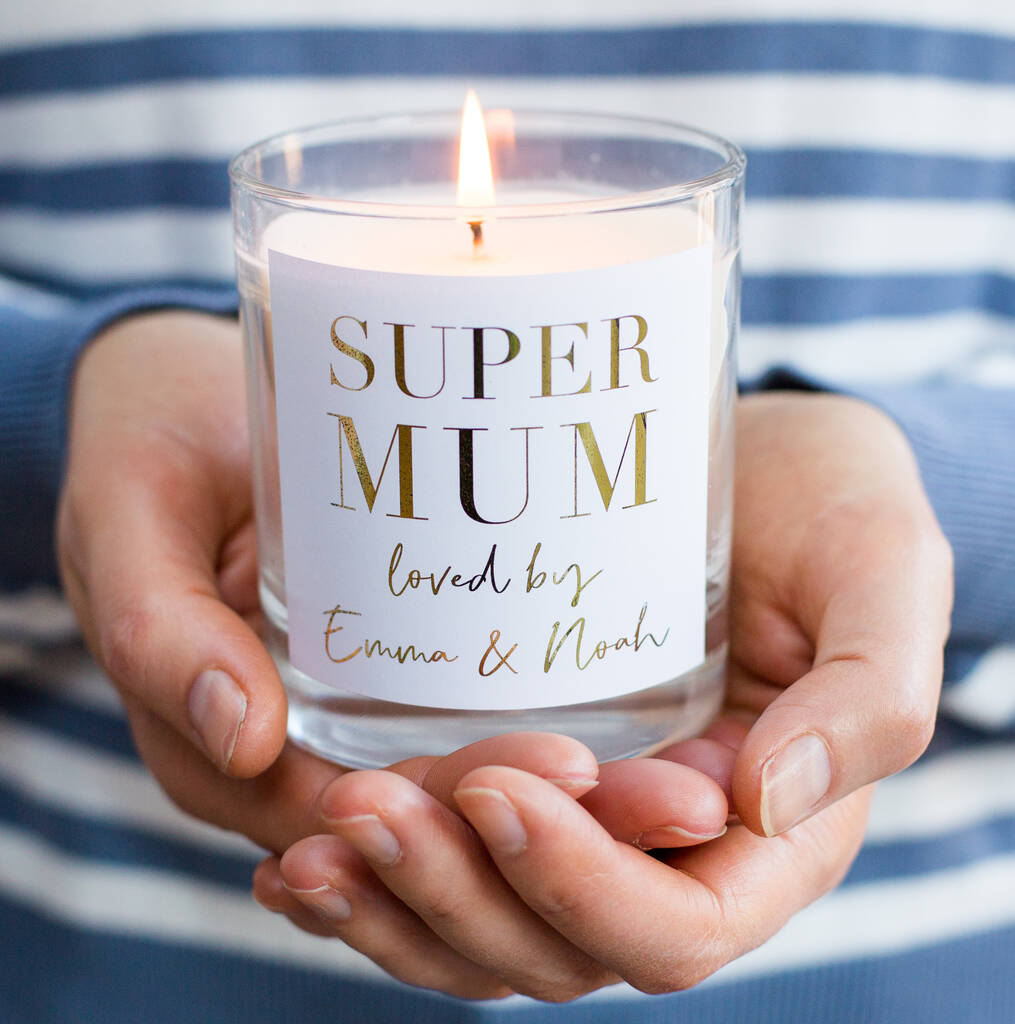Super Mum Personalised Mothers Day Candle By Little Cherub Design