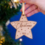 Baby's First Christmas Star Decoration, Solid Beech, thumbnail 2 of 9