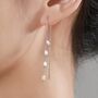 Sterling Silver Genuine Fresh Water Pearl Cascade U Shape Threader Earrings, thumbnail 9 of 10