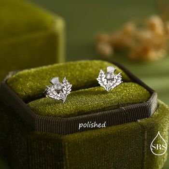 Sterling Silver Thistle Flower Stud Earrings, 3 of 12