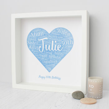 Personalised 50th Birthday Watercolour Word Art Gift, 7 of 10