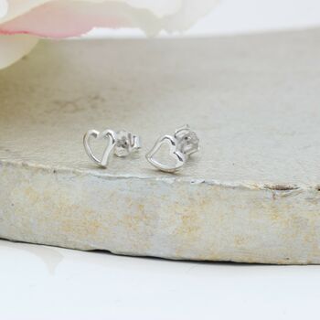 Mini Sterling Silver Open Heart Earrings, 10 of 12