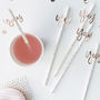 Rose Gold Pick And Mix Yay! Flag Straws 16 Pack, thumbnail 1 of 3