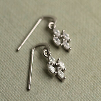 Dainty Drop Jewel Sterling Silver Gold Stud Earrings, 7 of 9